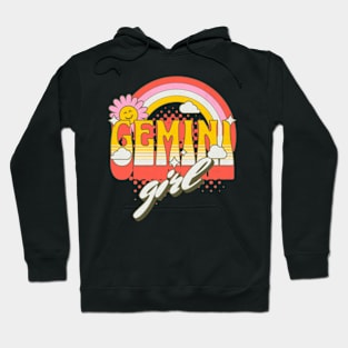 Gemini Girl Zodiac Groovy Retro Birthday Hoodie